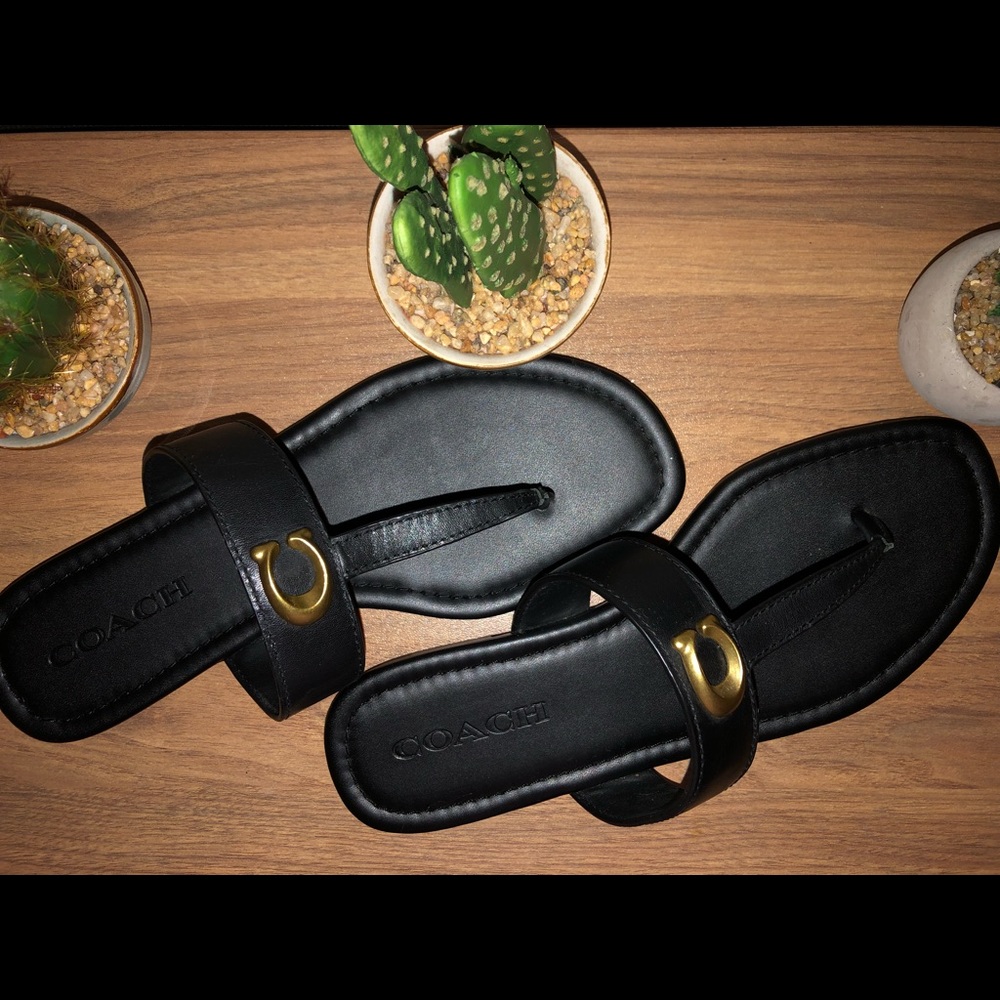 SOLD Coach ‘Jessie Sandal’ with Signature Buckle in Black